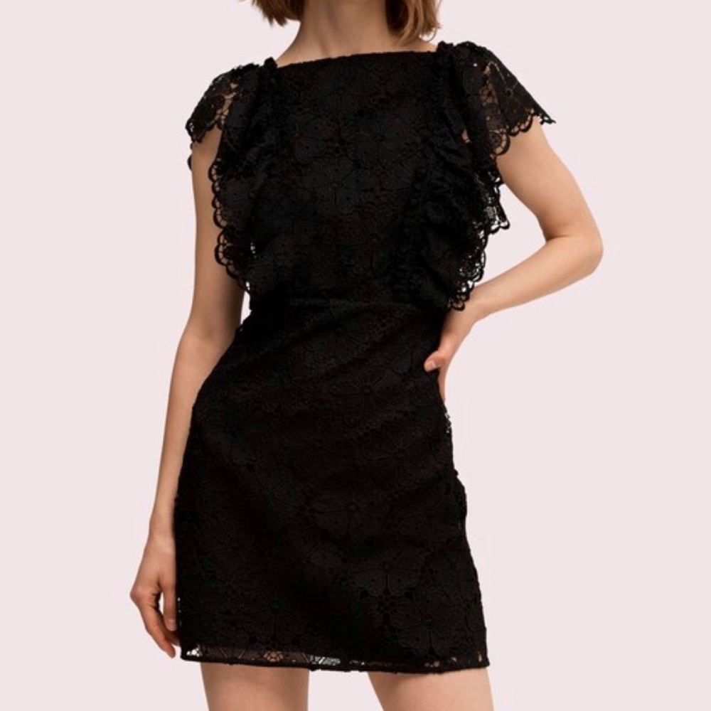 Kate Spade Dress Beetjuice Magenta Pink Spade Lace Mini Dress Sz 12 NWT - Picture 2 of 15